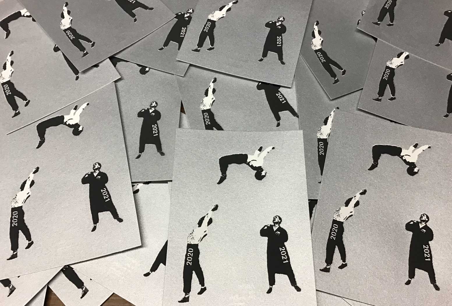 Sérigraphie encre argent et noir bio
Carte de voeux 2021 - Tirage pour les ami(e)s
