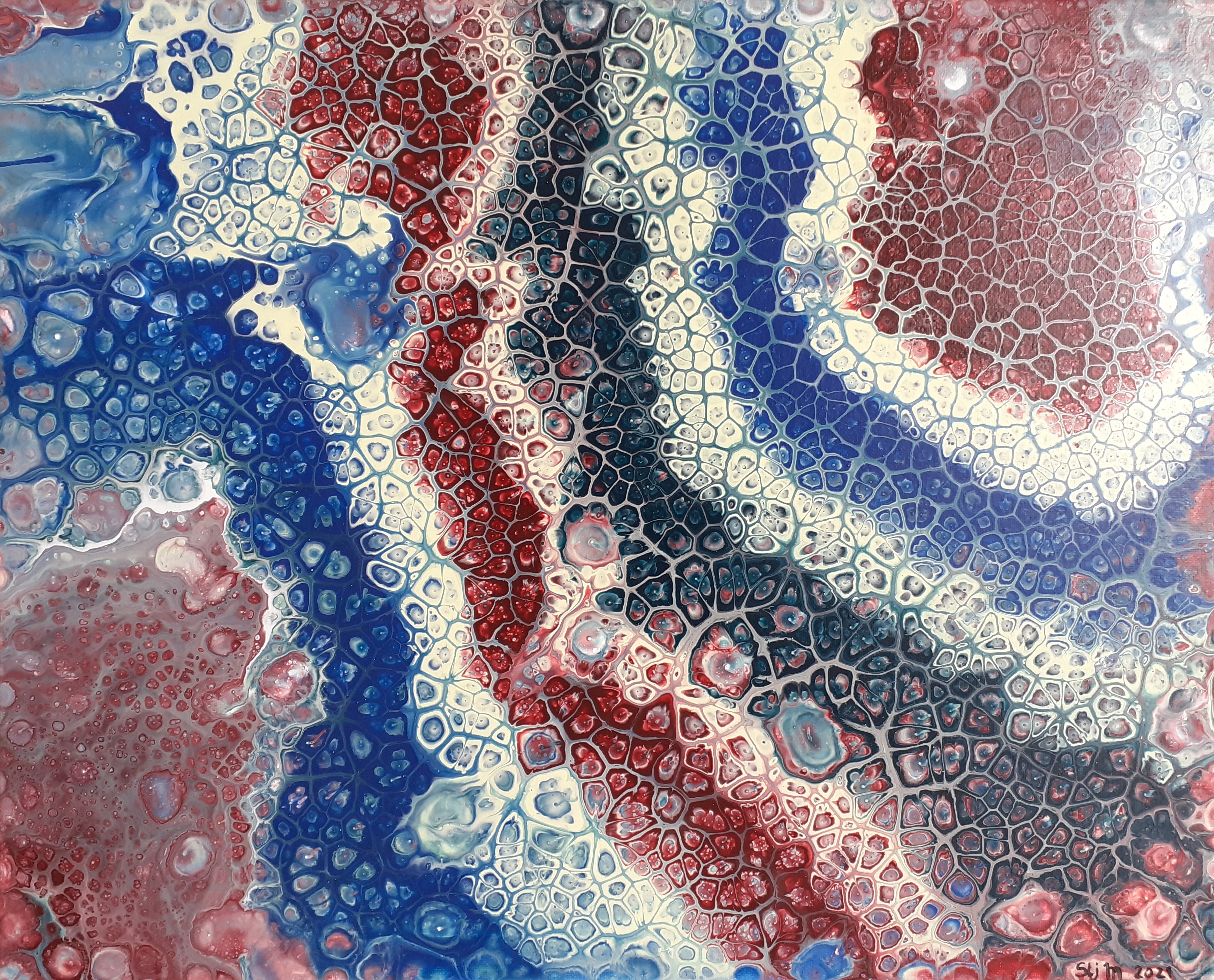 Récifs, 40 x 50, Acrylique fluide sur toile