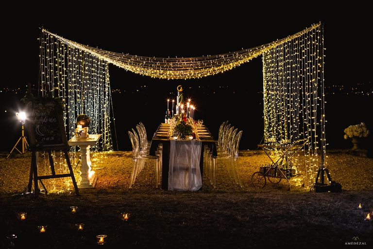 arche guirlandes lumineuse mariage jardin