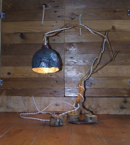 CYIONAODH Lampe d'ambiance en bois et papier mâché