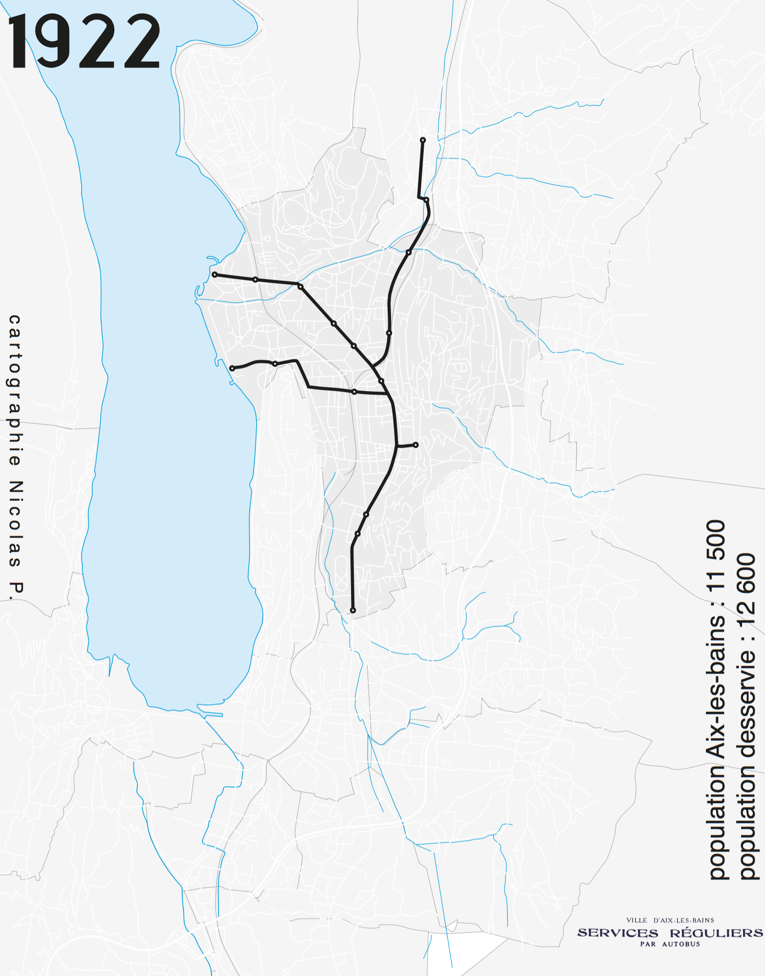 emprise des services urbains Mironneau en 1922