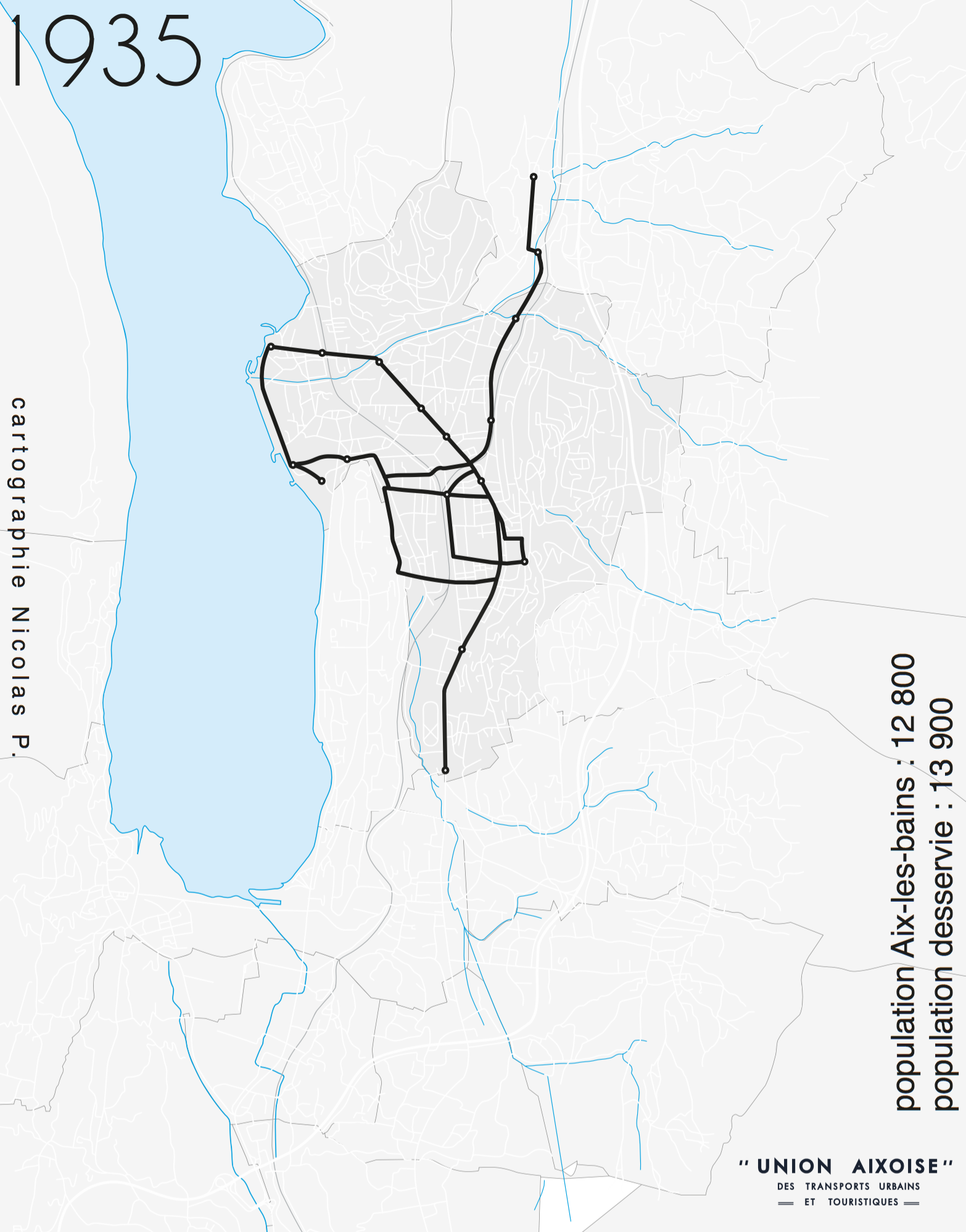 emprise des services urbains UATUT en 1935