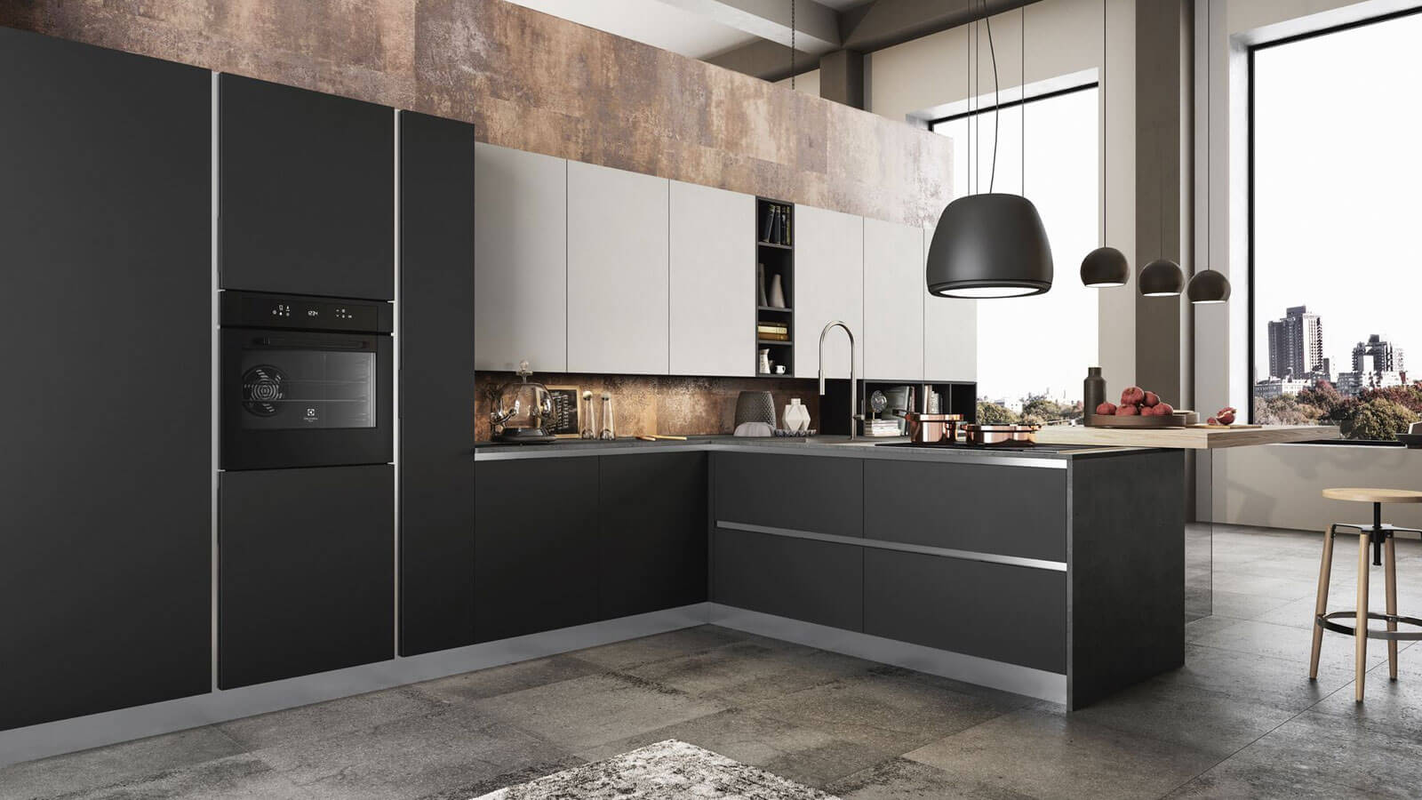 Cuisine noir mat blanche time cote