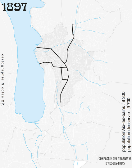 emprise du réseau de tramways en 1897