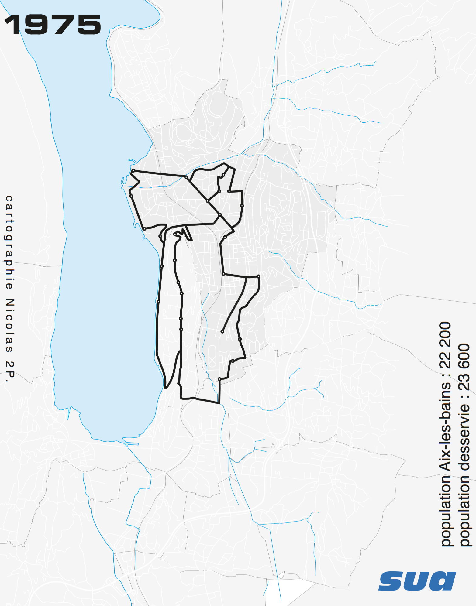 emprise du réseau SUA en 1975