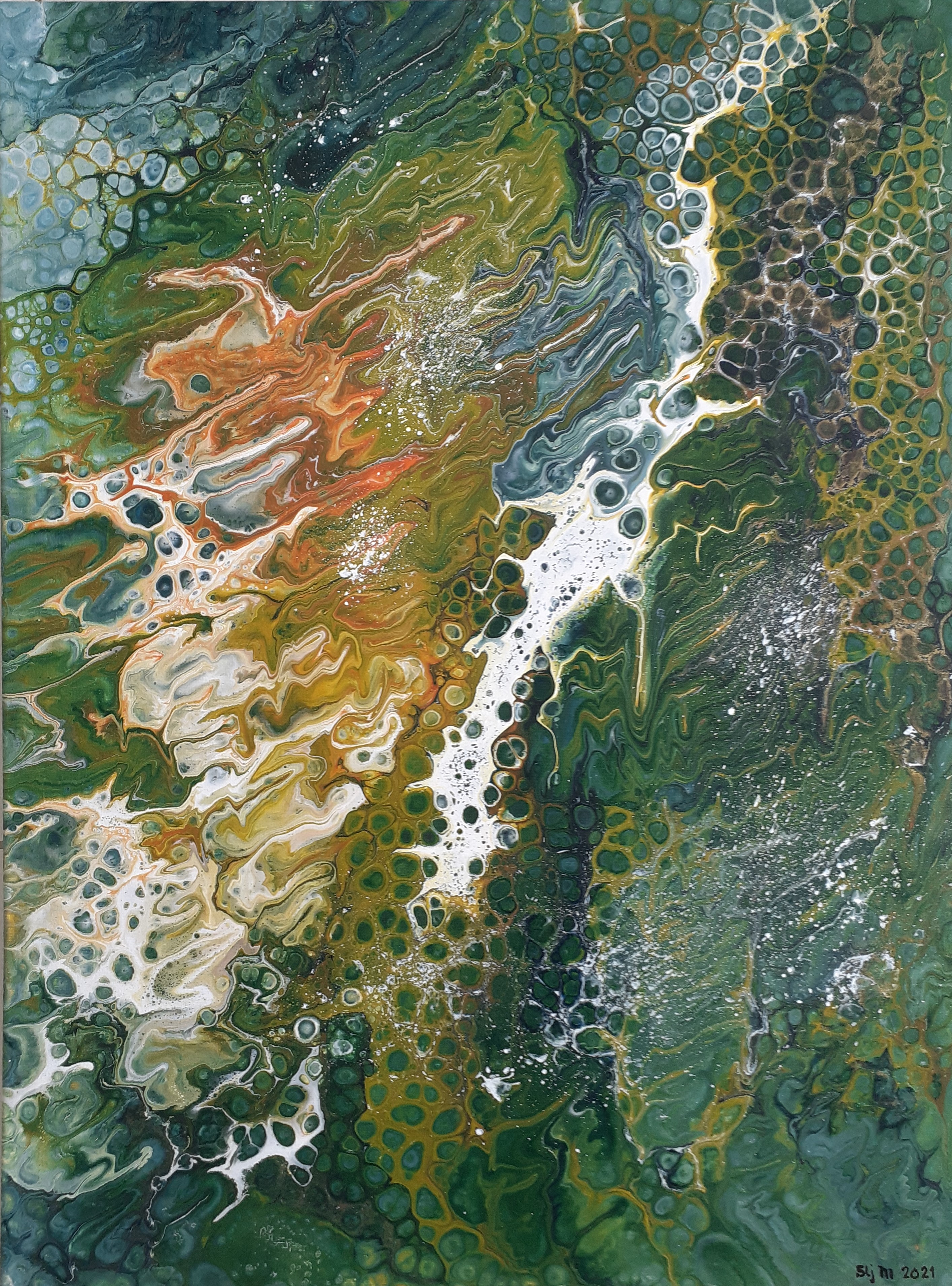 Cascade, 80 x 60, Acrylique fluide sur toile
Offert à Pierrette et Bernard :)