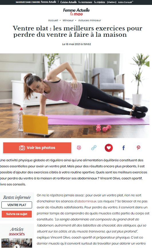 Les meilleurs exercices pour perdre du ventre à faire à la maison