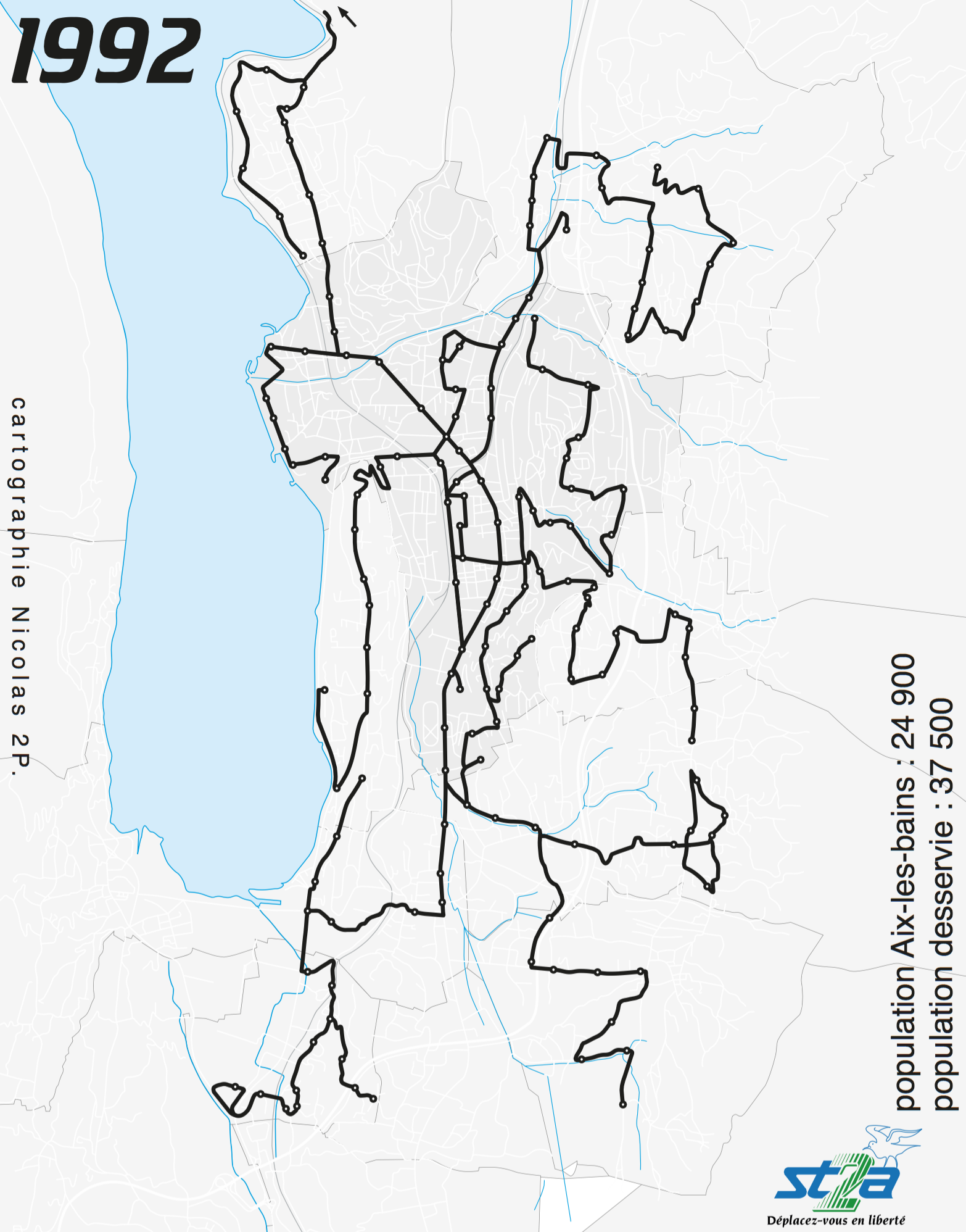 emprise du réseau ST2A en 1992
