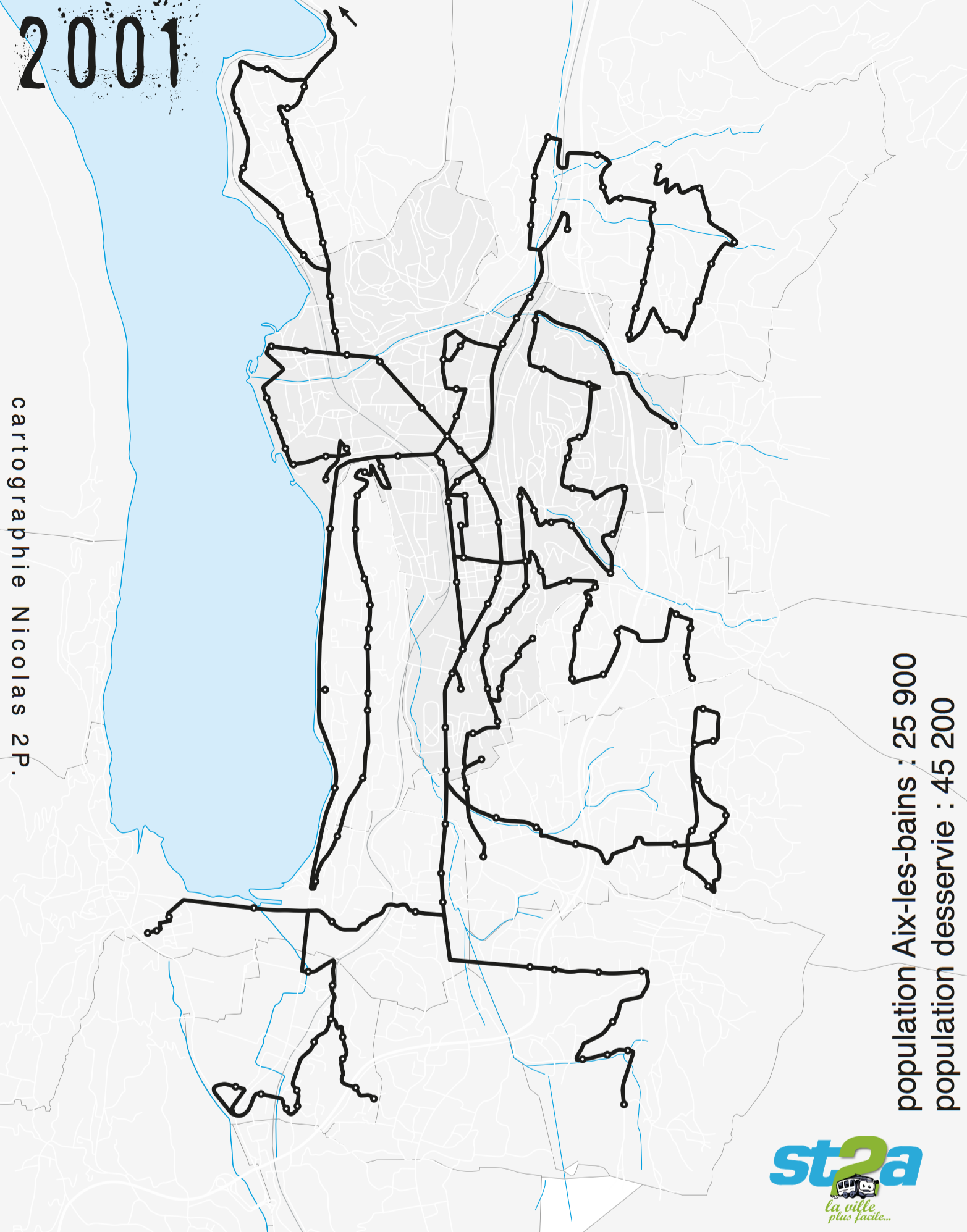 emprise du réseau ST2A en 2001