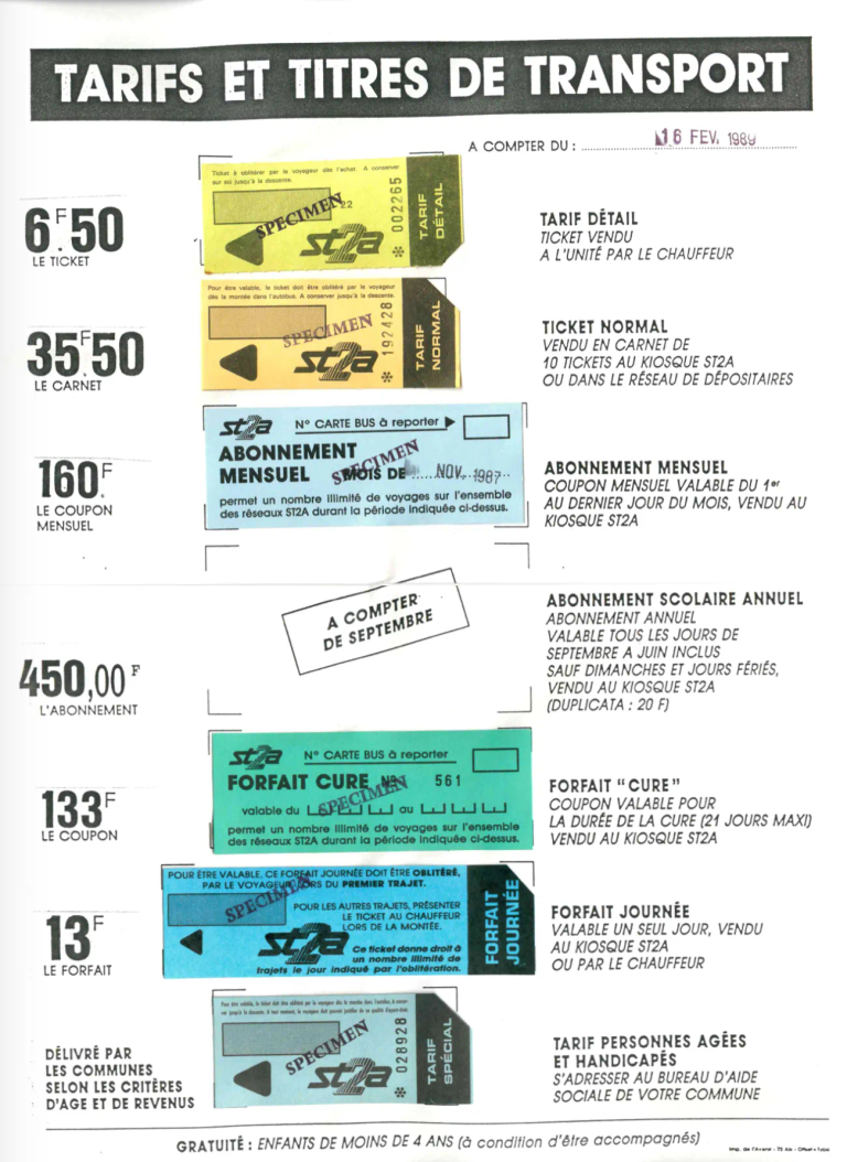 Guide 1989 tarifs