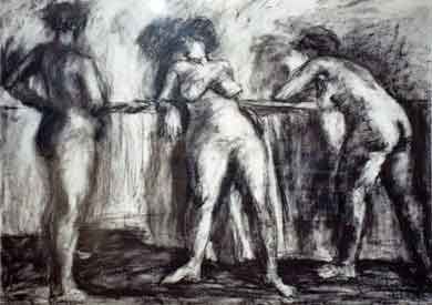 3 standing nudes drawing 1 