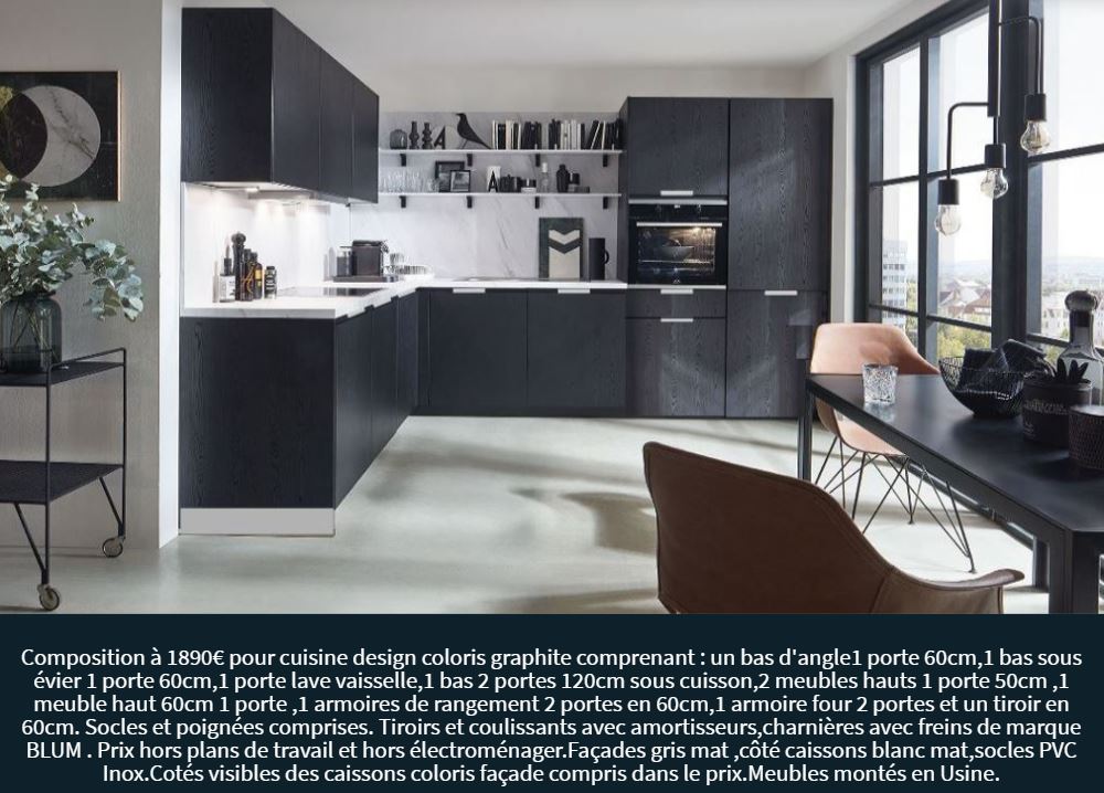 Cuisine graphite noire fenix phoenix pau lons 64 cuisinova