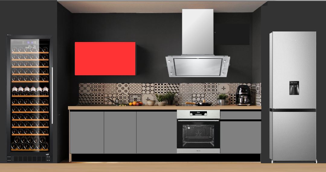 Cet ensemble de meubles hors plans de travail et électroménager coûte 990€. Composition: 1 meuble sous évier 80cm,1 porte de lave vaisselle,1 meuble bas four 60cm,un bas une porte +1 tiroir 60cm,1 meuble haut porte relevable hauteur 41 x largeur 80cm. Socles PVC noit  15cm. Modèle avec poignées profil noires,portes PPSM Anthracite mat.Meubles montés d'usine. Coulissant est charnieres avec freins et amortisseurs de marque BLUM.Fabrication Française.