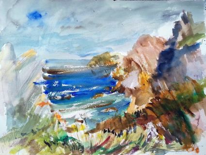 Nathalie gallet aquarelles 07 21 01 12 pointe de primel 46x61 arches torchon 300 gr