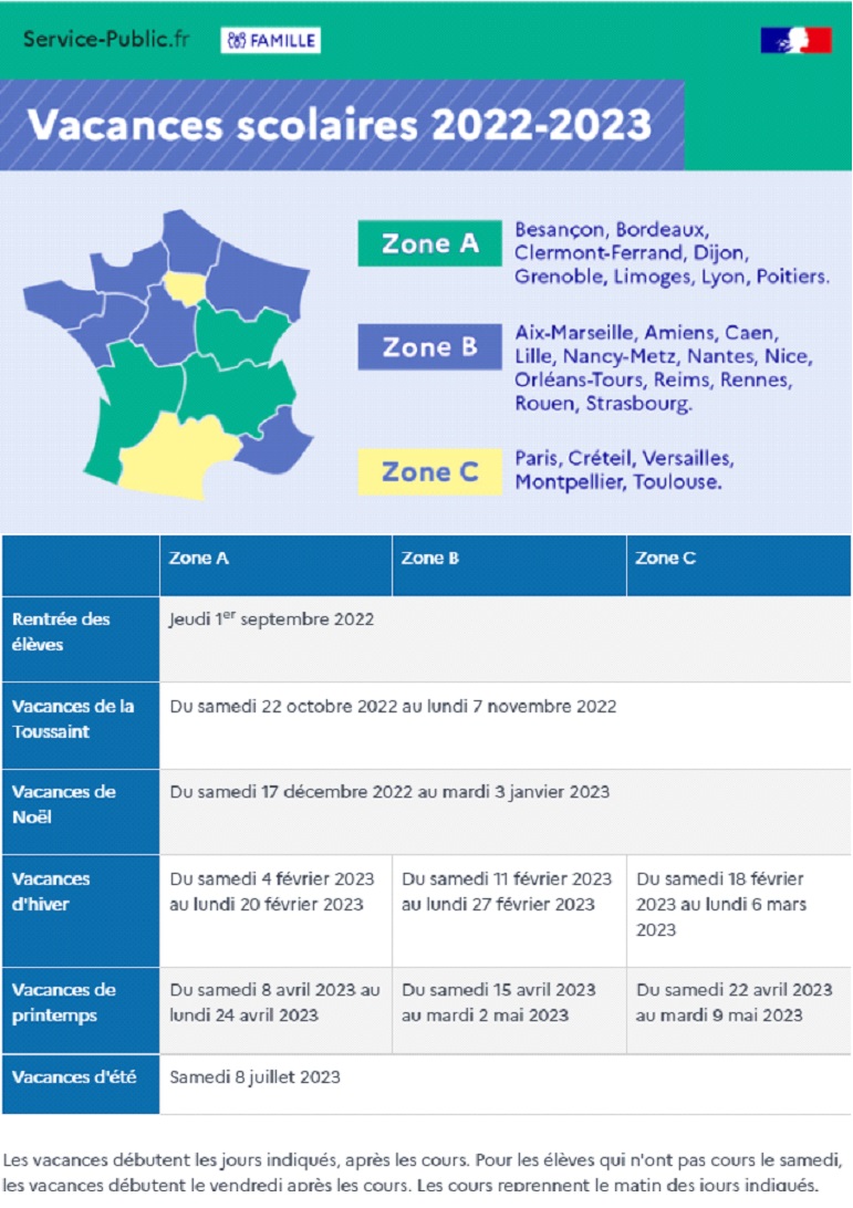 CALENDRIER SCOLAIRE 2022-2023
Vous pouvez enregistrer l'image