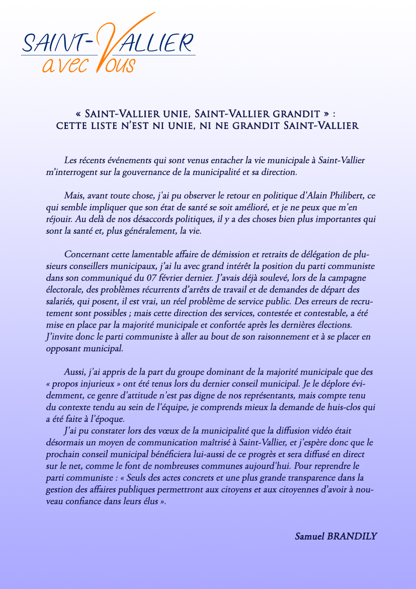 Communique fevrier 2021