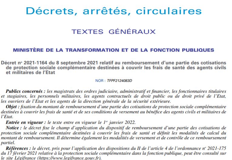 DECRET NUMERO 2021-1164 DU 08 SEPTEMBRE 2021