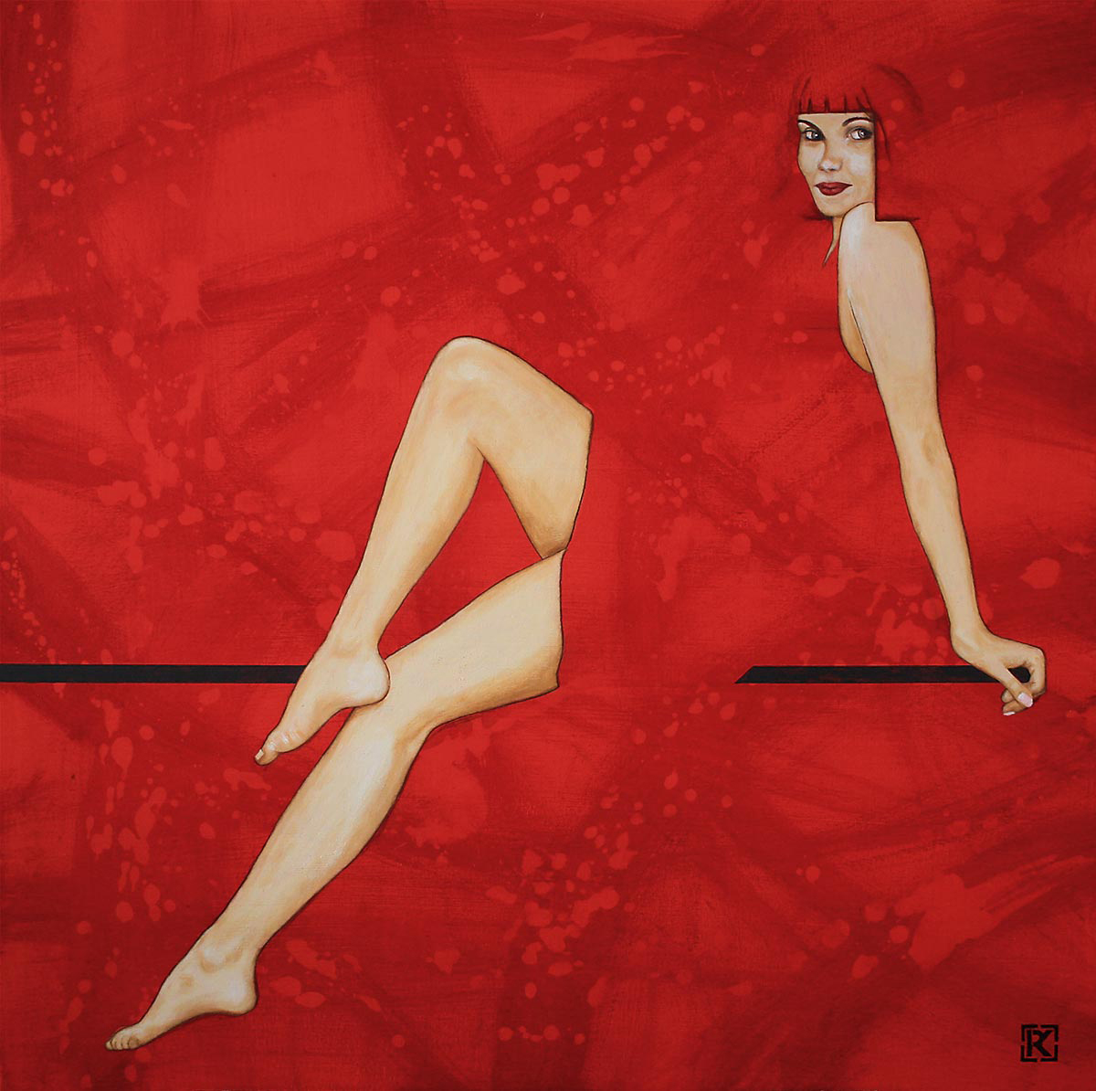 Rose kondrativ en equilibre 80x80cm