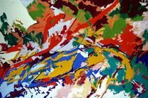 Peinture abstraite toiles couleurs vives vue aérienne grand format NADA ART VISIBLE Paris