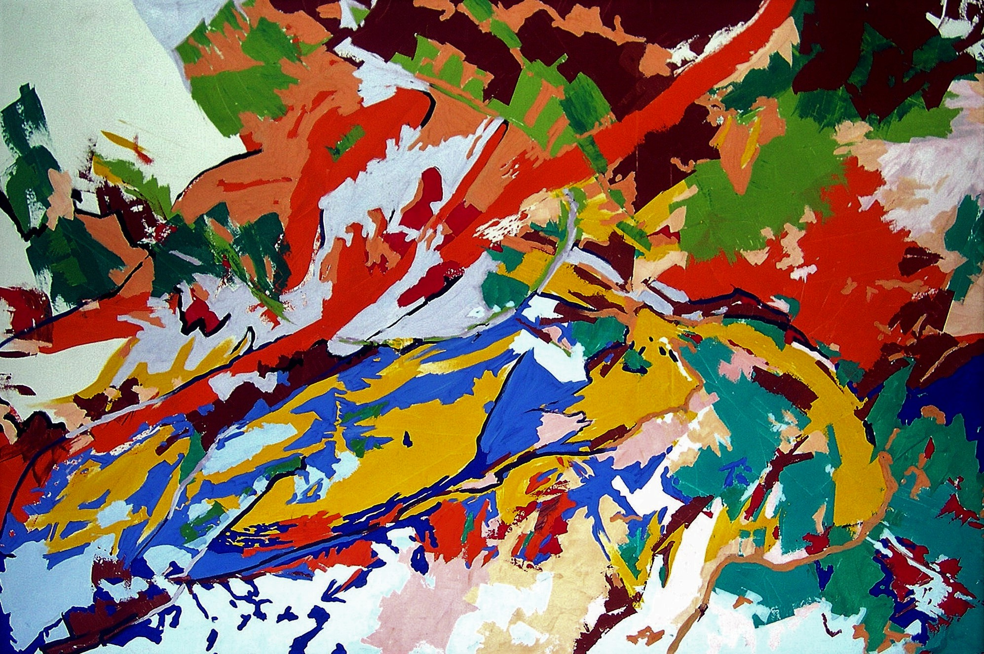 Peinture abstraite toiles couleurs vives vue aérienne grand format NADA ART VISIBLE Paris