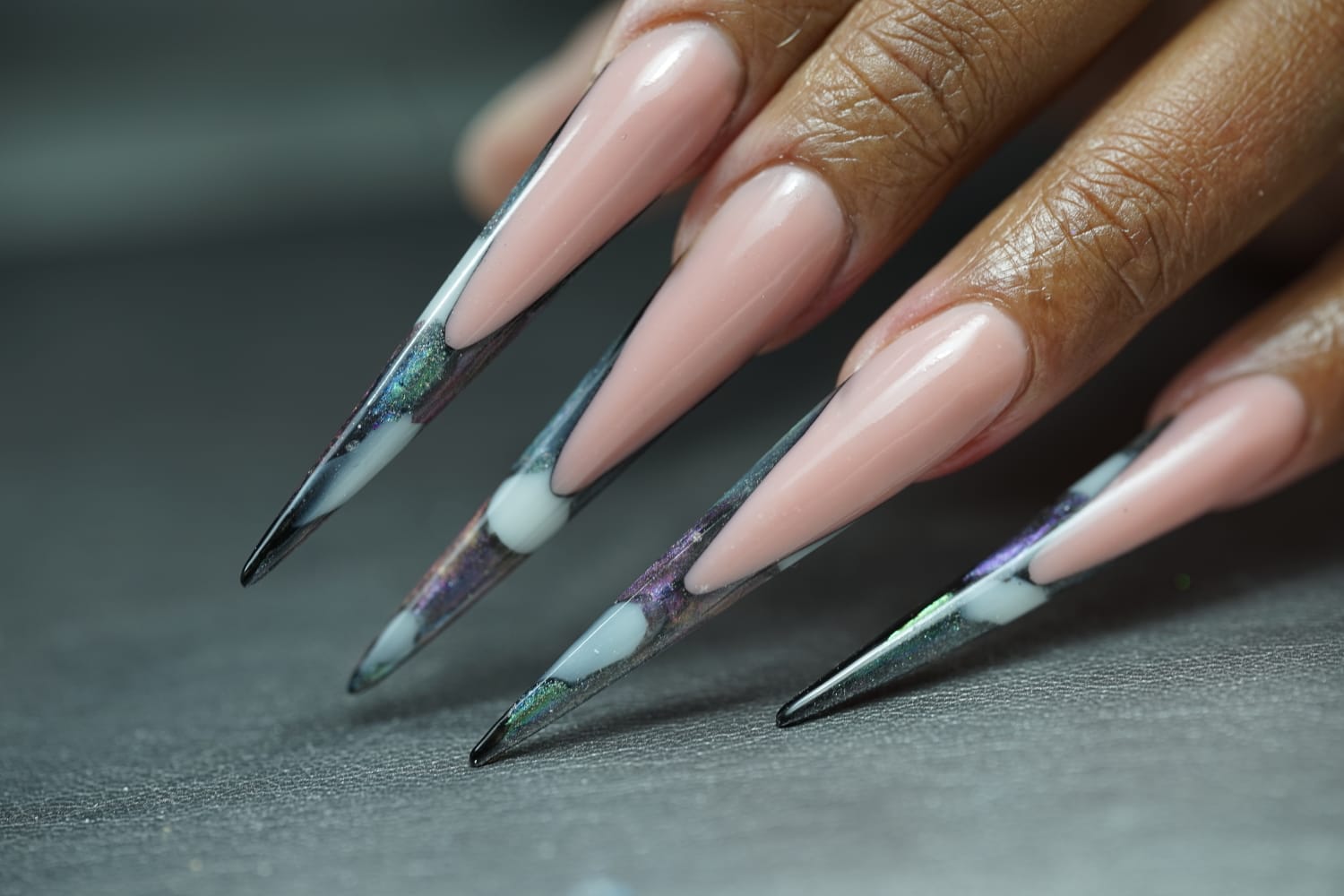 Student work stiletto french reverse