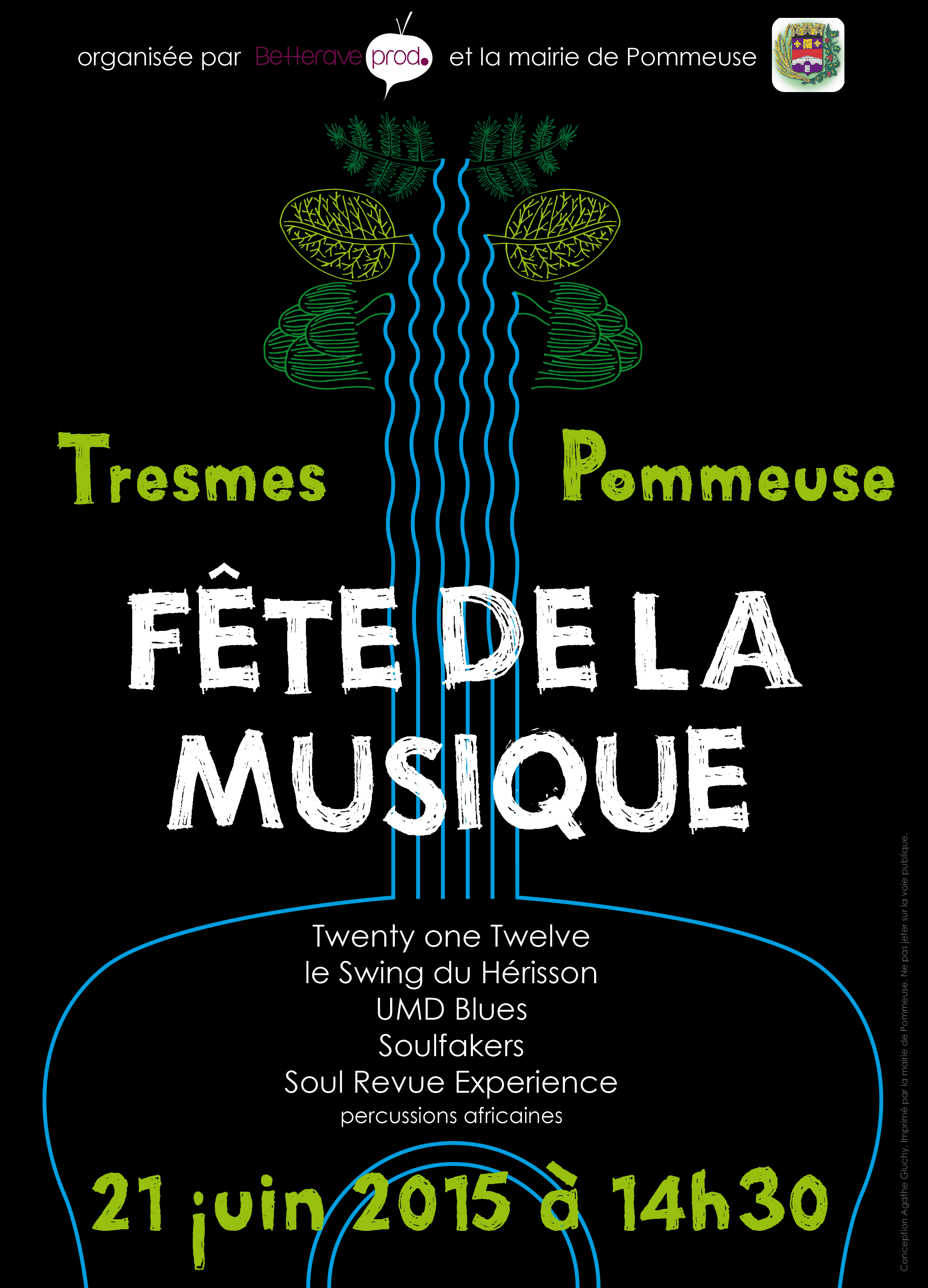 Affiche fete musique pommeuse version mairie en noir