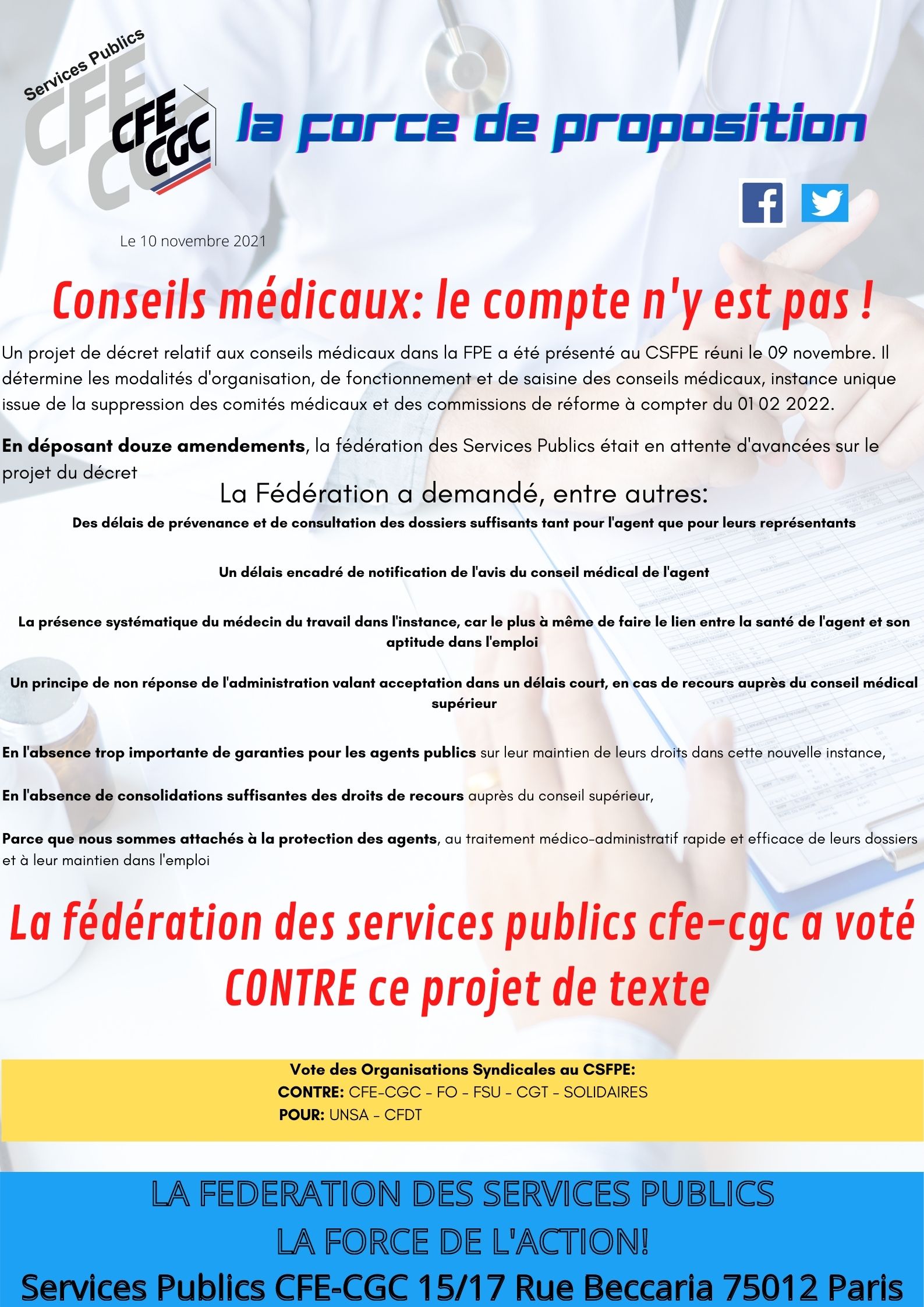tract sur les conseils médicaux: le compte n'y est pas!