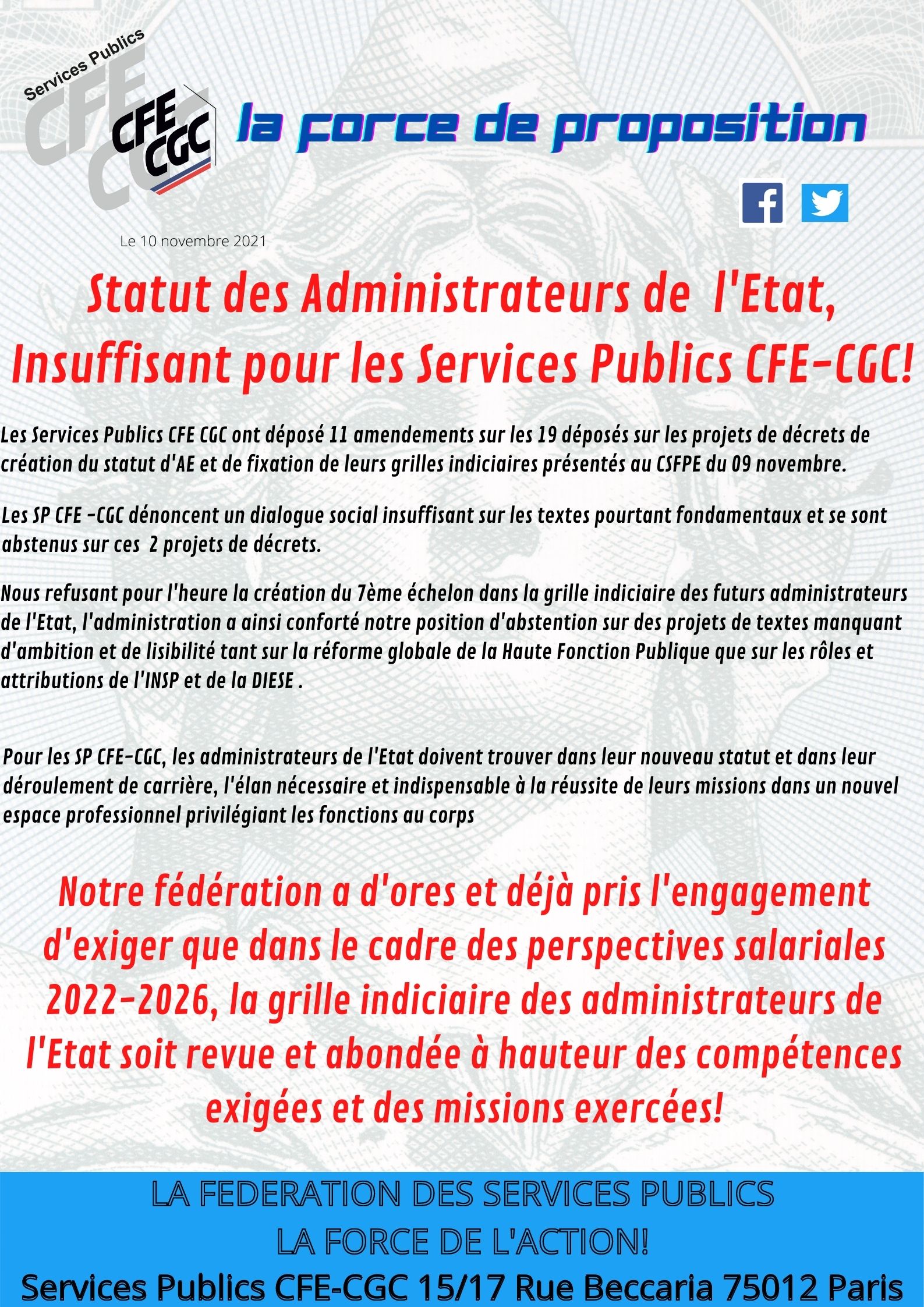 Statut des Administrateurs de l'Etat