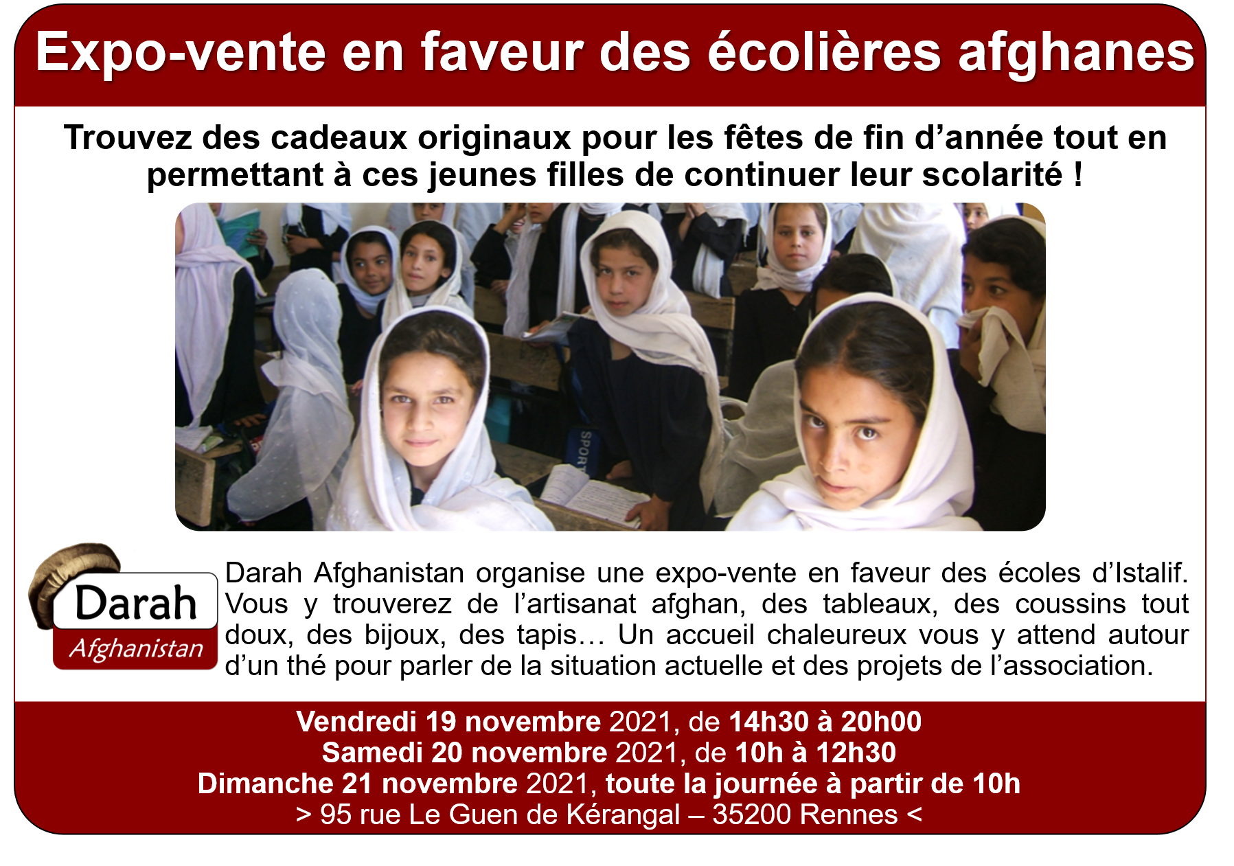 Expo-vente en faveur des écolières afghanes