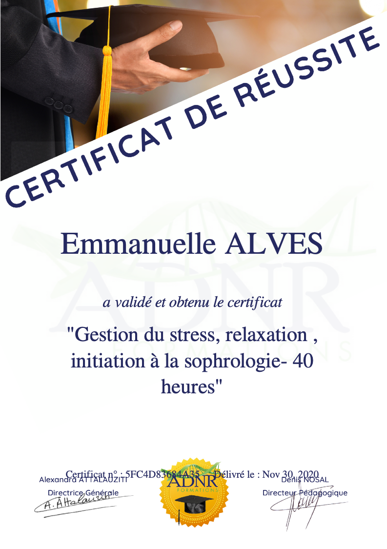 Certificat gestion du stress et sophro