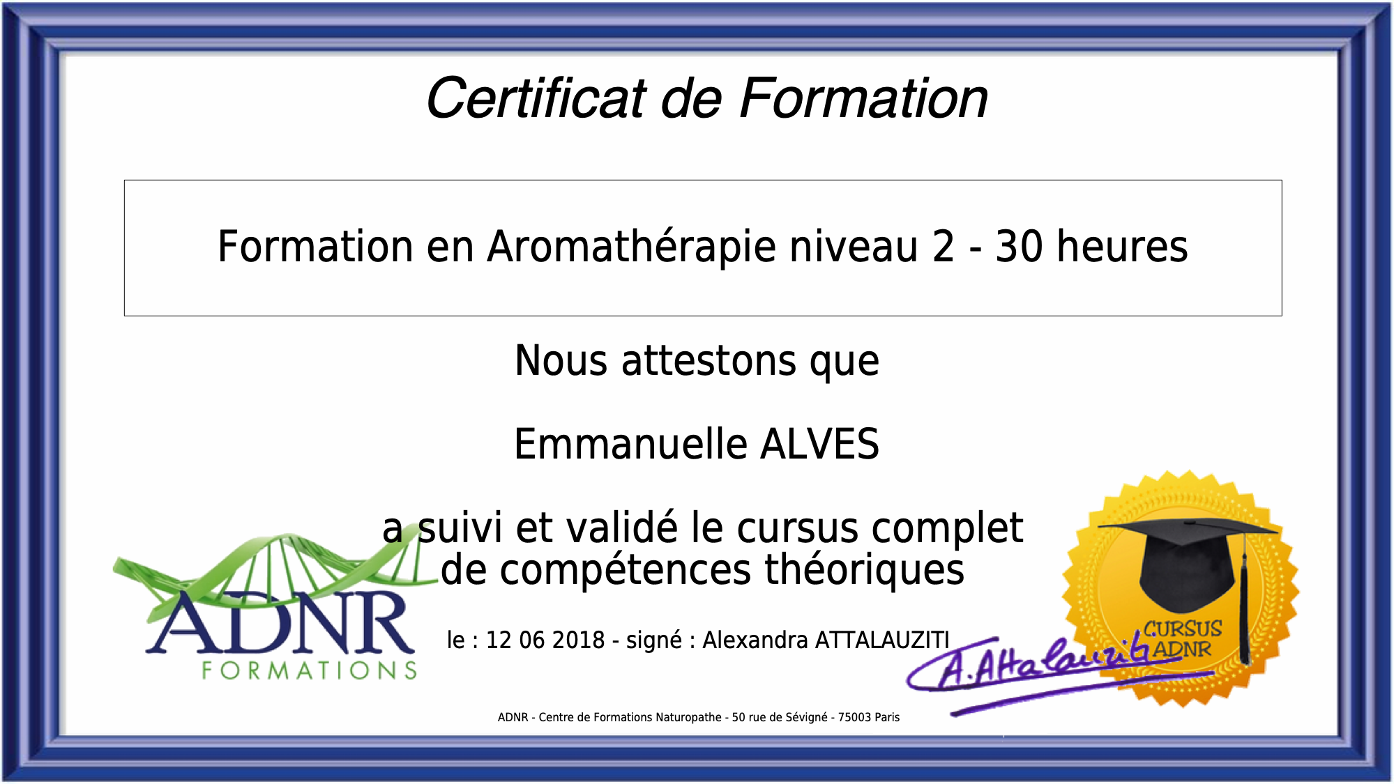 Certificat aromathe rapie niv2