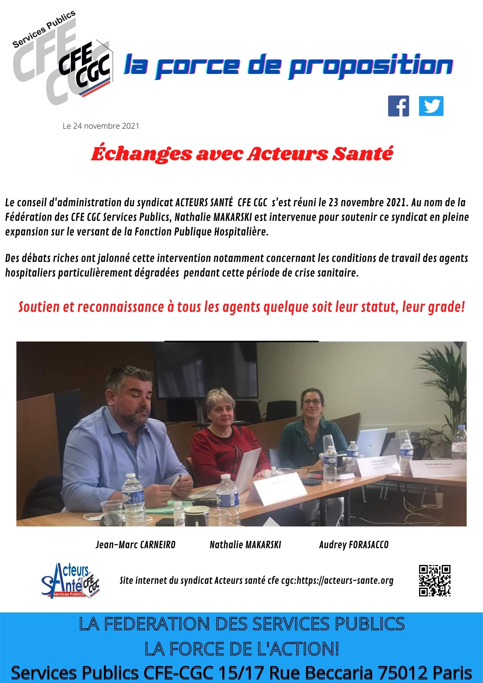 Echanges avec acteurs santé