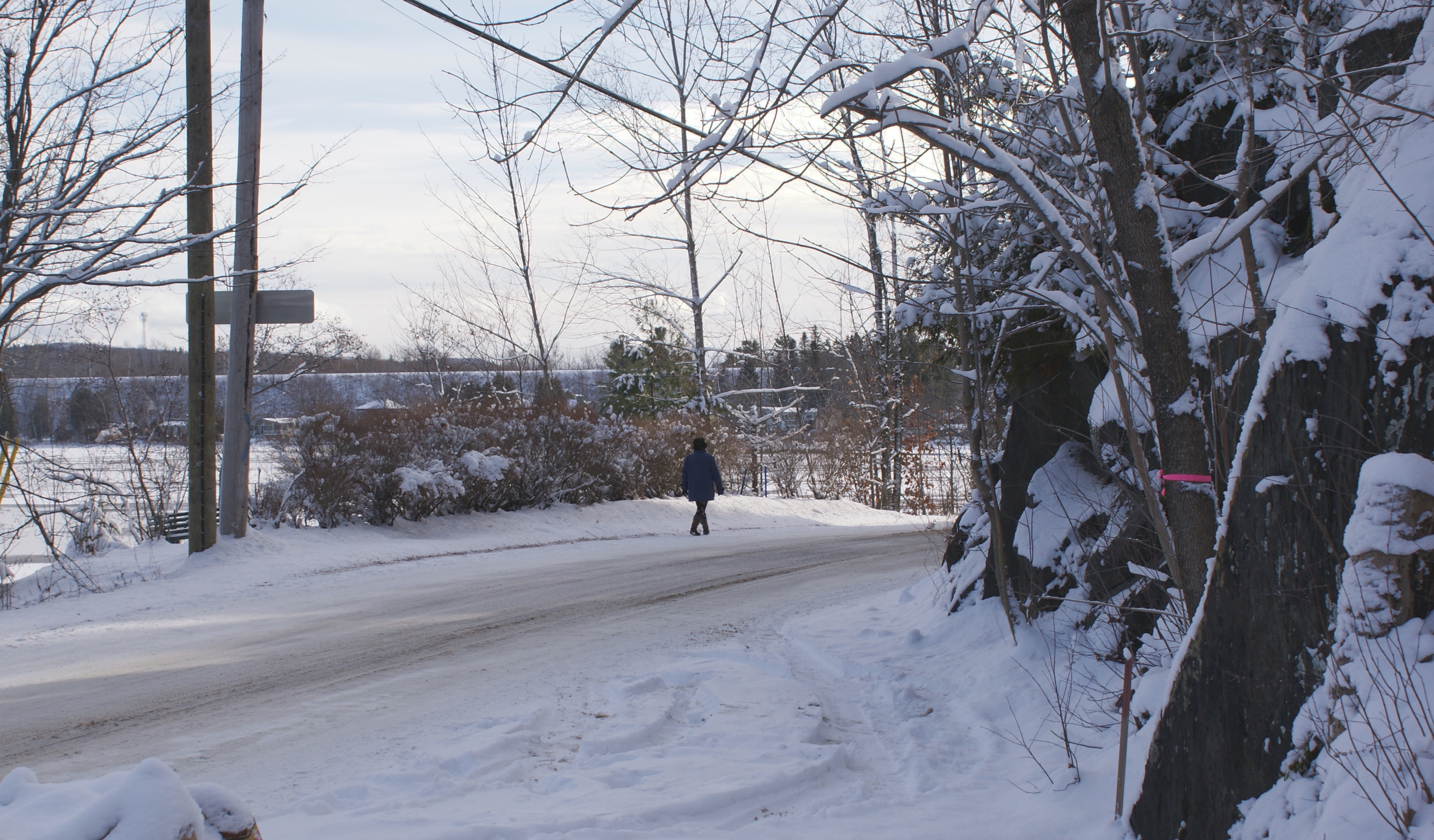 Piste piétonne en hiver