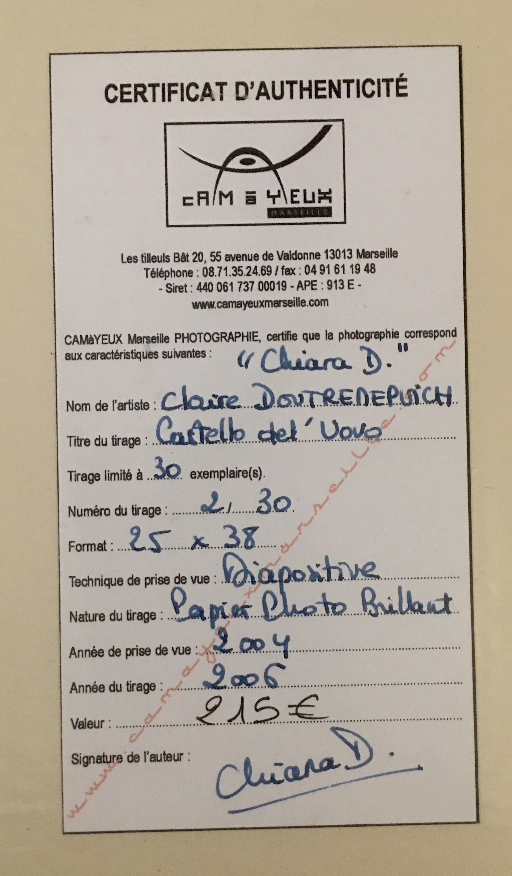 Certificat castello