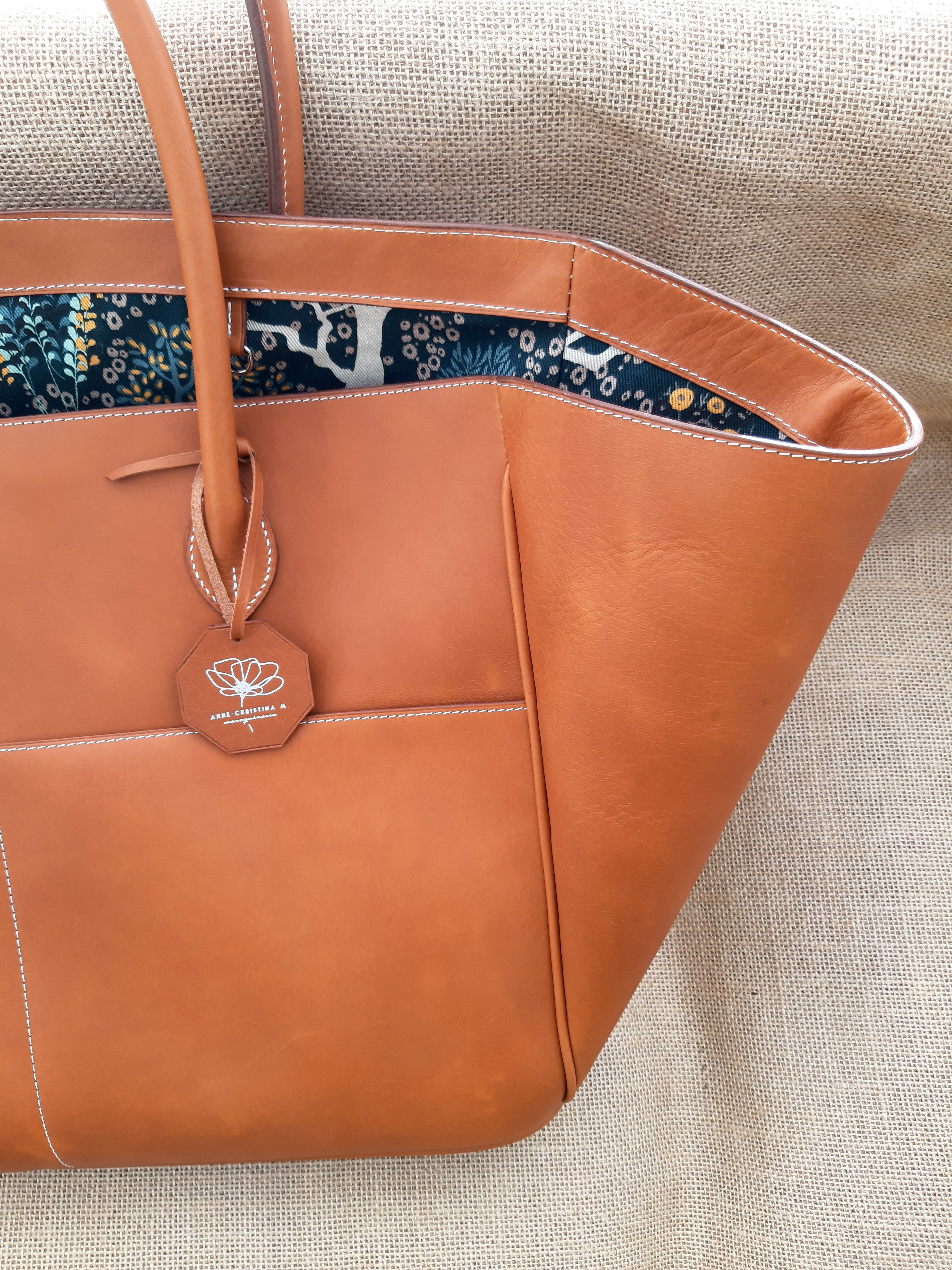 Maxi cabas artisanal haute maroquinerie made in France
