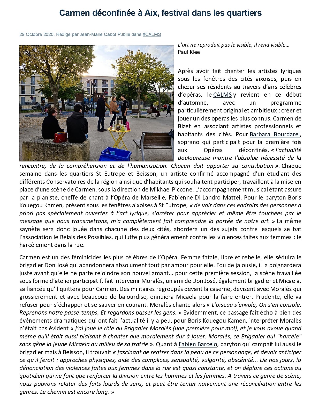 CARMEN in city 1 - 2020 10