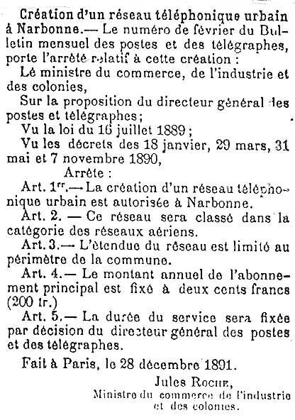 Le téléphone dans l'Aude et à Narbonne