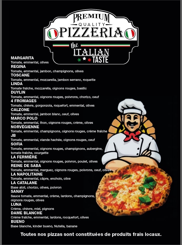 maquette graphique carte dezs pizzas jardin barbecue argeles sur mer maxgraphiste