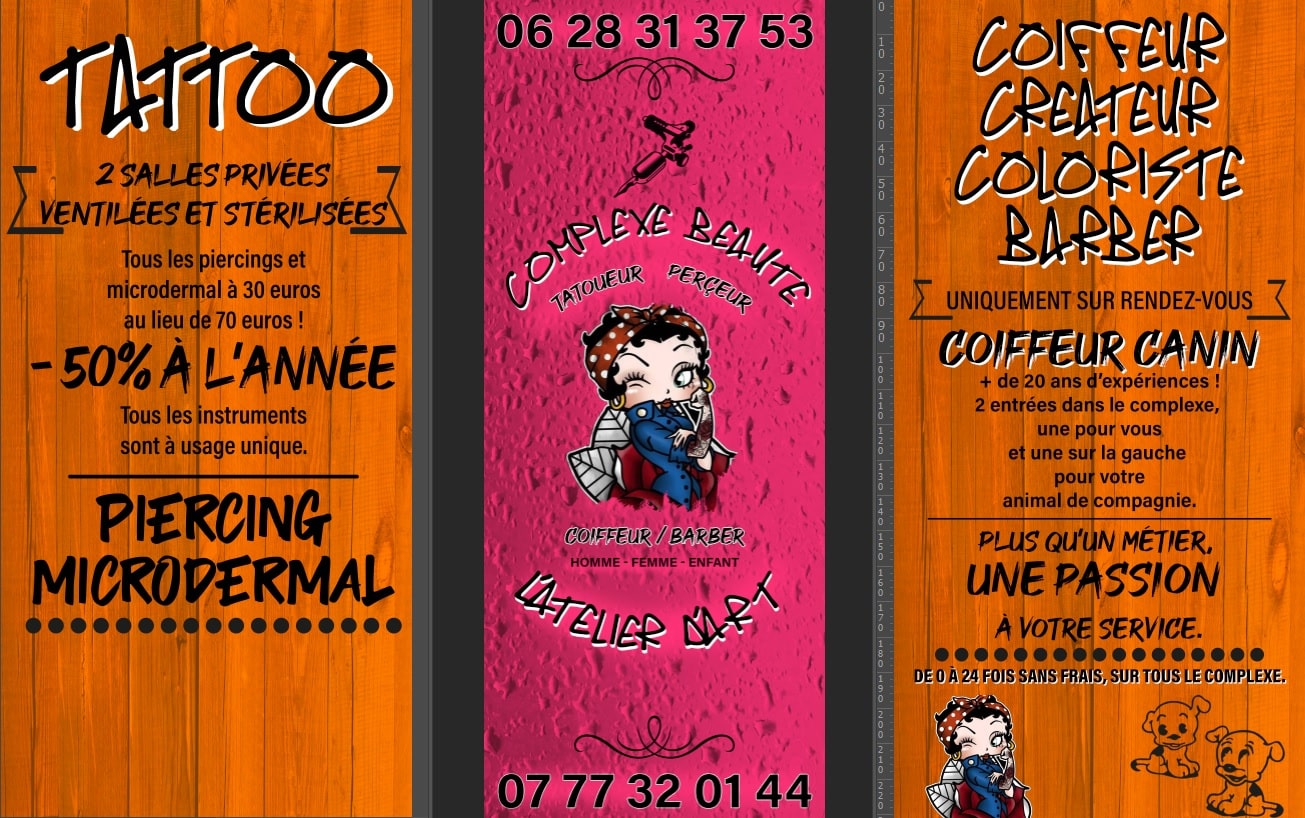 maquette graphique affiche tatoueur perçeur coloriste barber argelès sur mer maxgraphiste