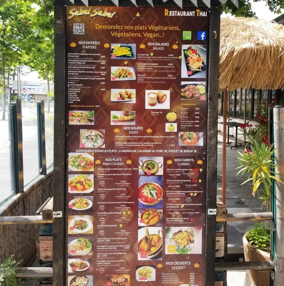 impression et pose d'adhésif panneau restaurant sabai sabai argeles sur mer