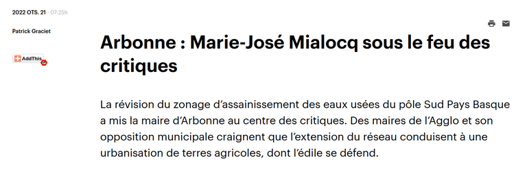 Marie-José Mialocq sous le feu des critiques / Mediabask 21 02 2022