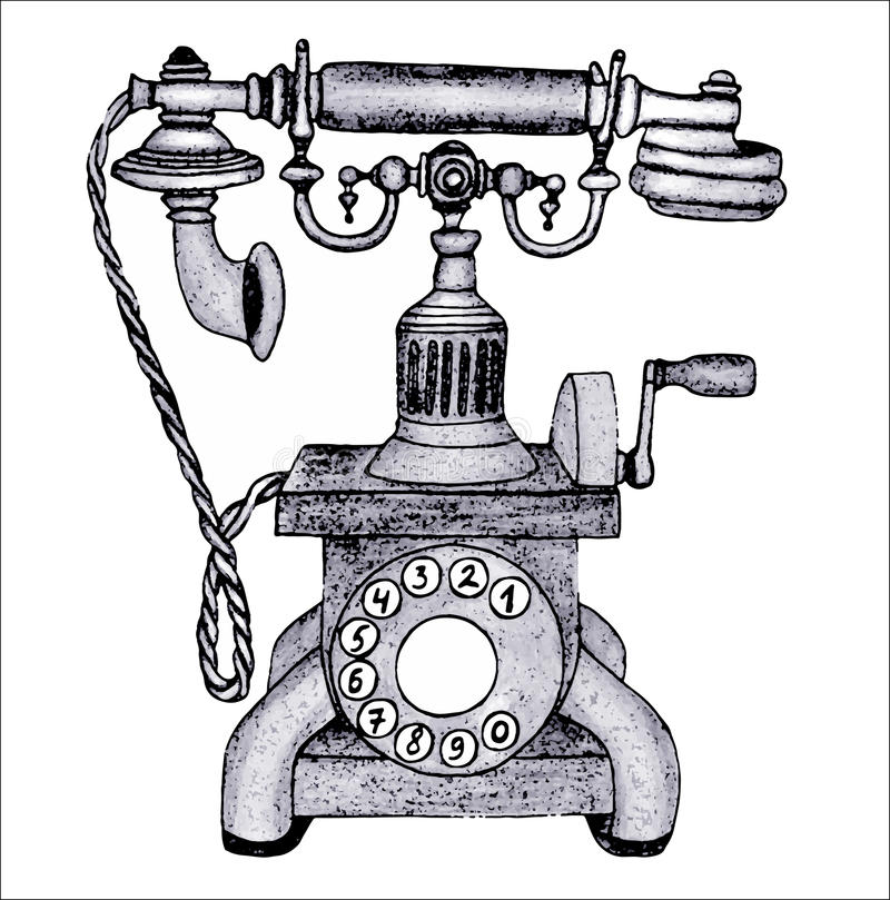 Old-phone-pencil-drawing-white-background-48665220