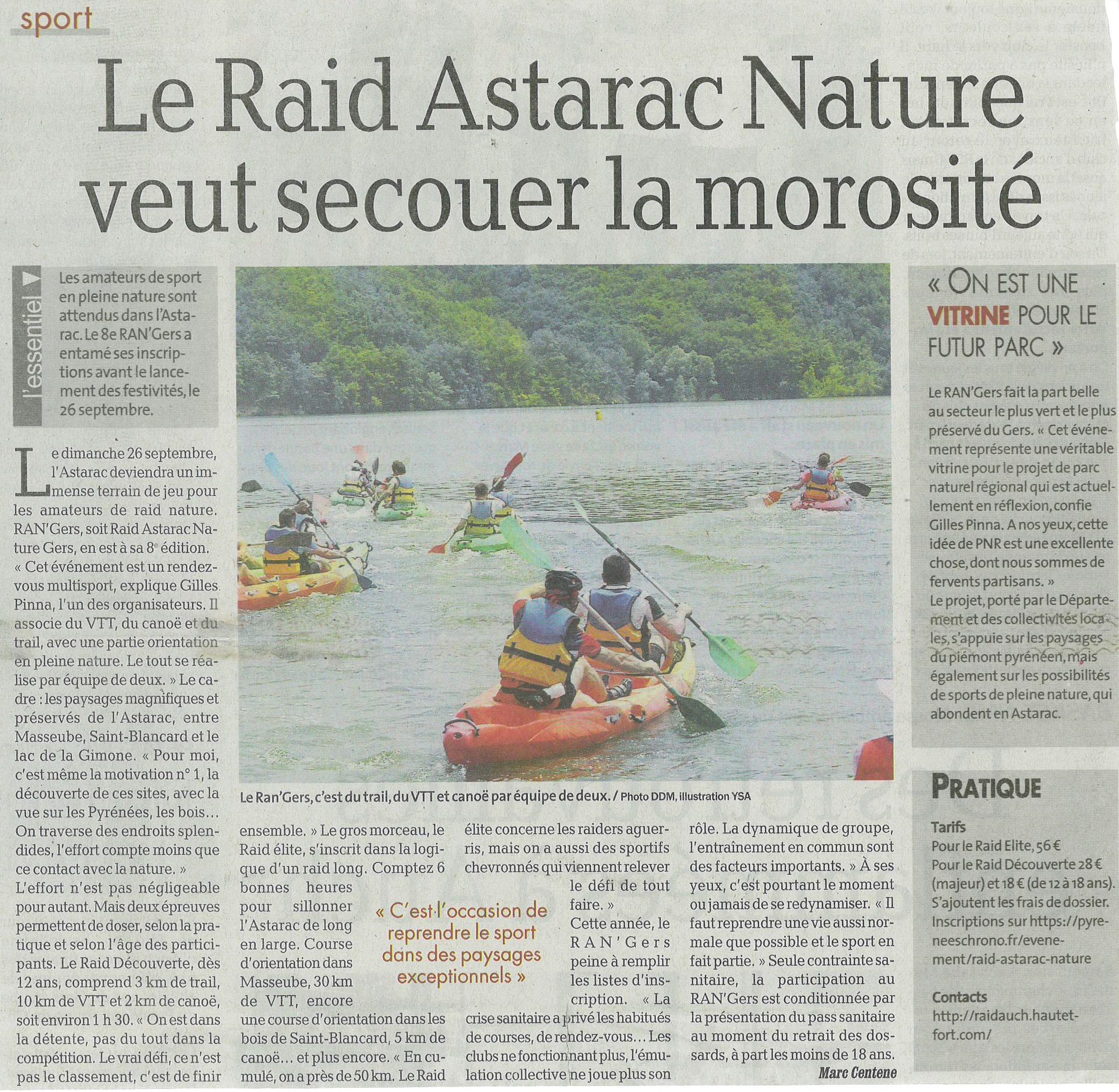 une présentation de L'ASTARAC et des SPORTS NATURES et du futur PNR parc naturel régional, article de 2021 mais qui garde tout son sens en 2022