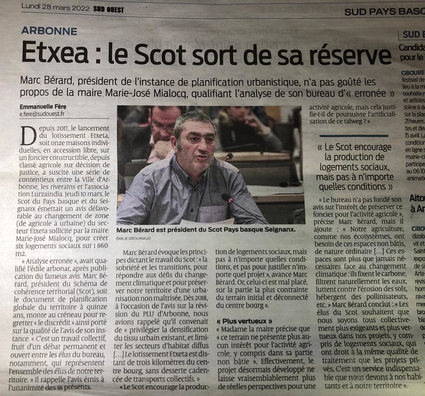 Etxeta : le Scot sort de sa réserve / Sud Ouest 28 03 22