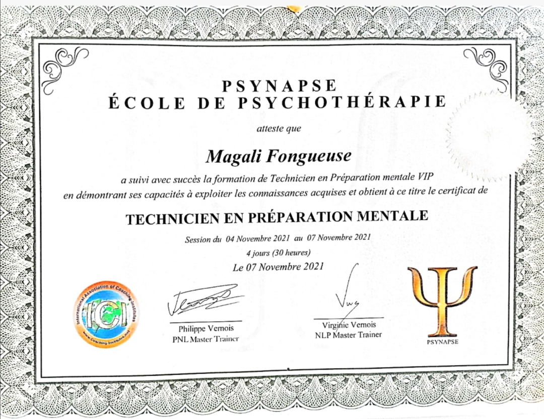 Diplome pre parateur mental