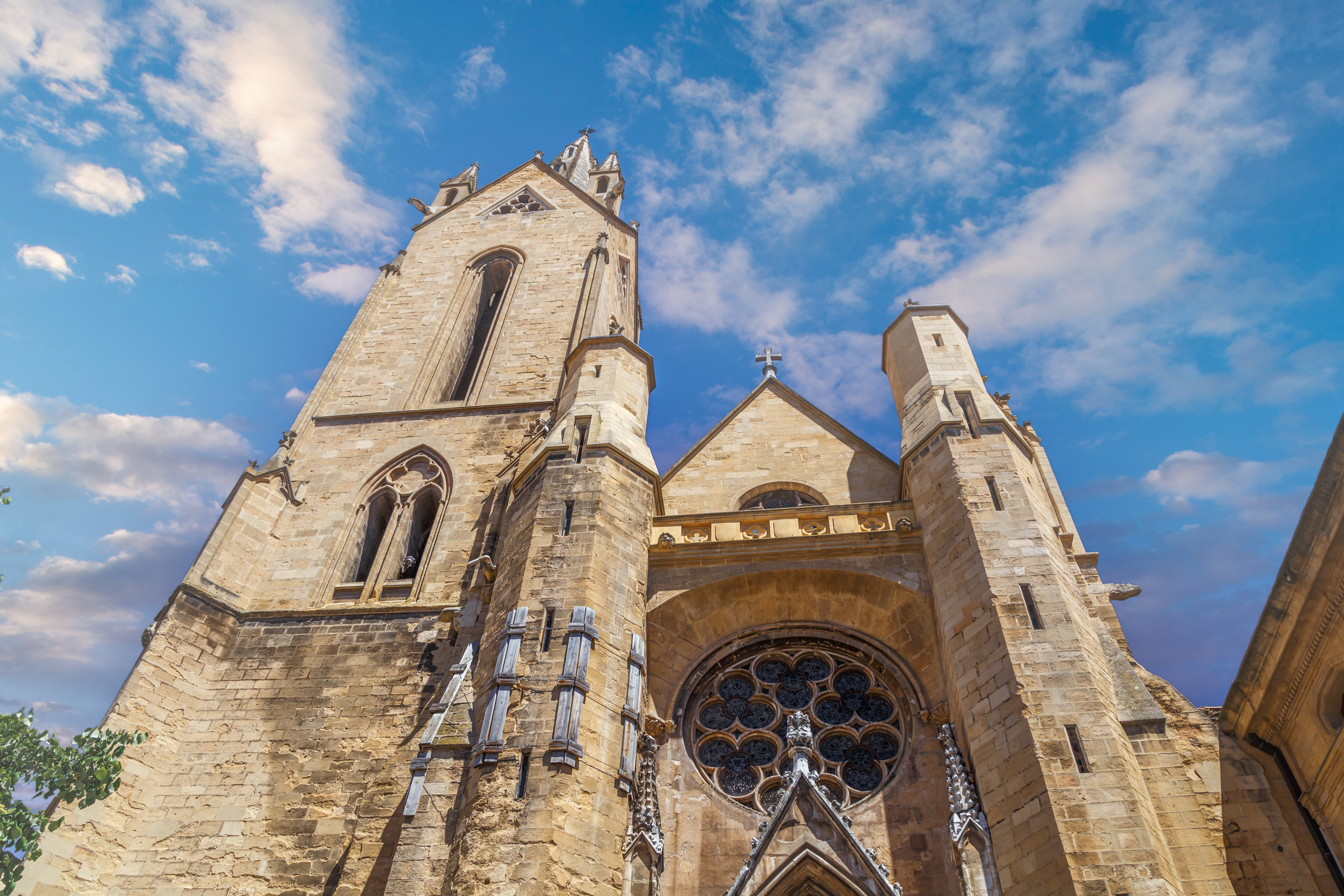 Low angle view of catholic church of st john built in the 13th century in aixenprovence france