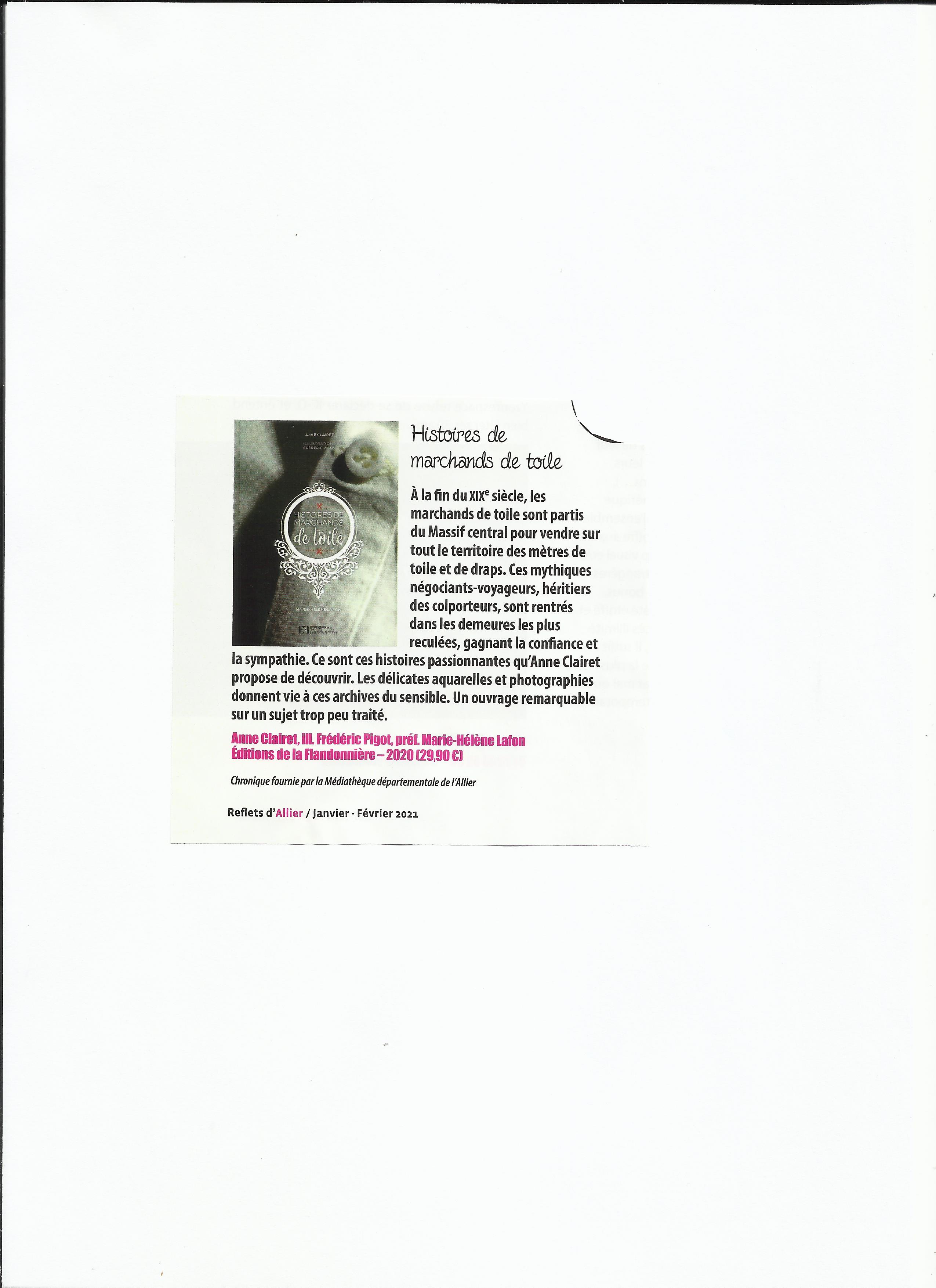 Article sur le livre d anne clairet jan fev 2021 1 