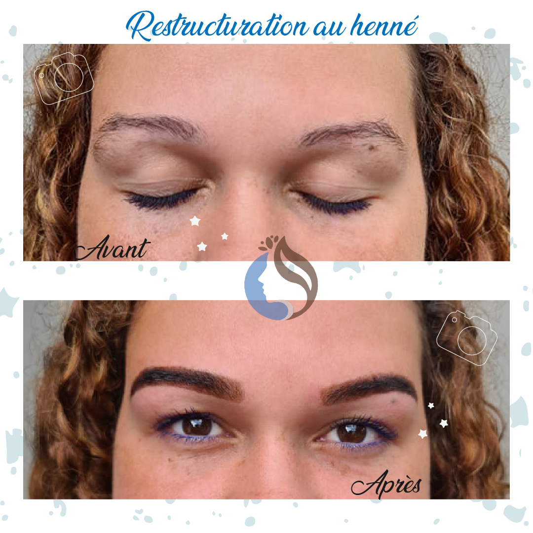 Restructuration sourcil au Henné chez Lit'Dromassage à Ste-Marie