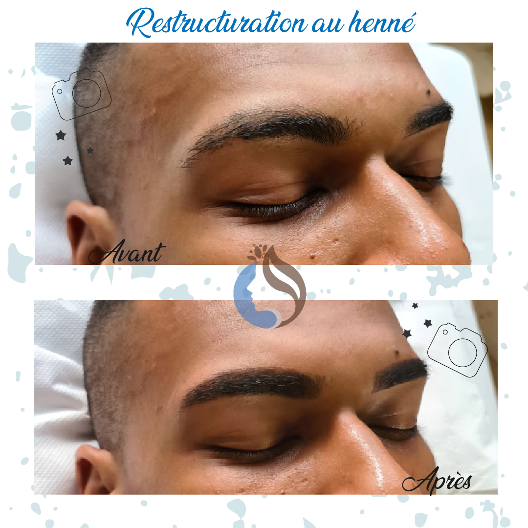 Restructuration sourcil au Henné pour homme  chez Lit'Dromassage à Ste-Marie