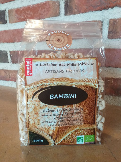 pâtes de blé dur bio forme Bambini proposées à l'AMAP de Murat
